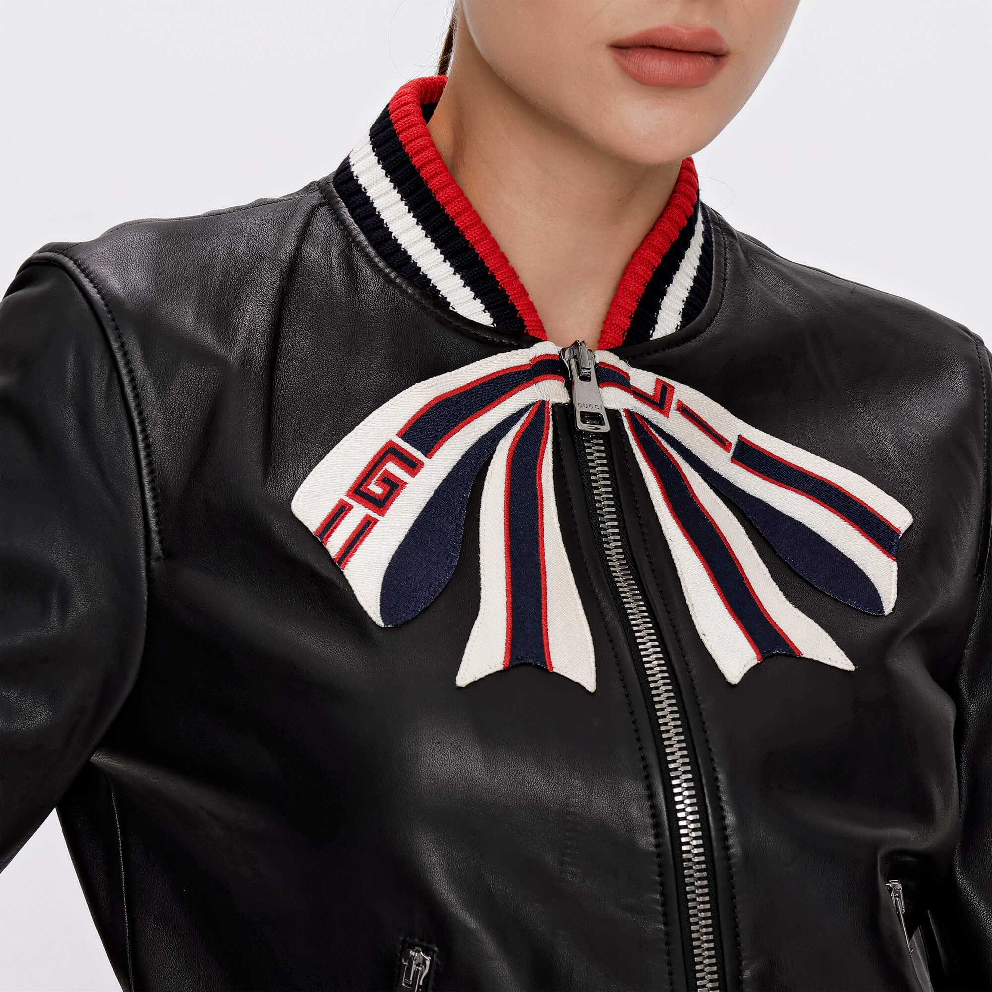 Gucci - Black Leather Zıp Jacket